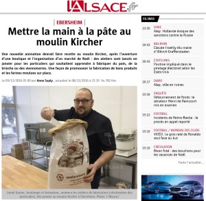 Article de L'Alsace sur le Moulin Kircher et les ateliers de fabrication de pain